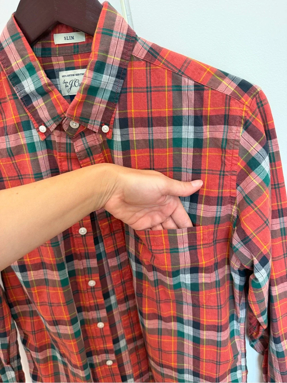 J. Crew Red and Green Plaid Button-Down Shirt